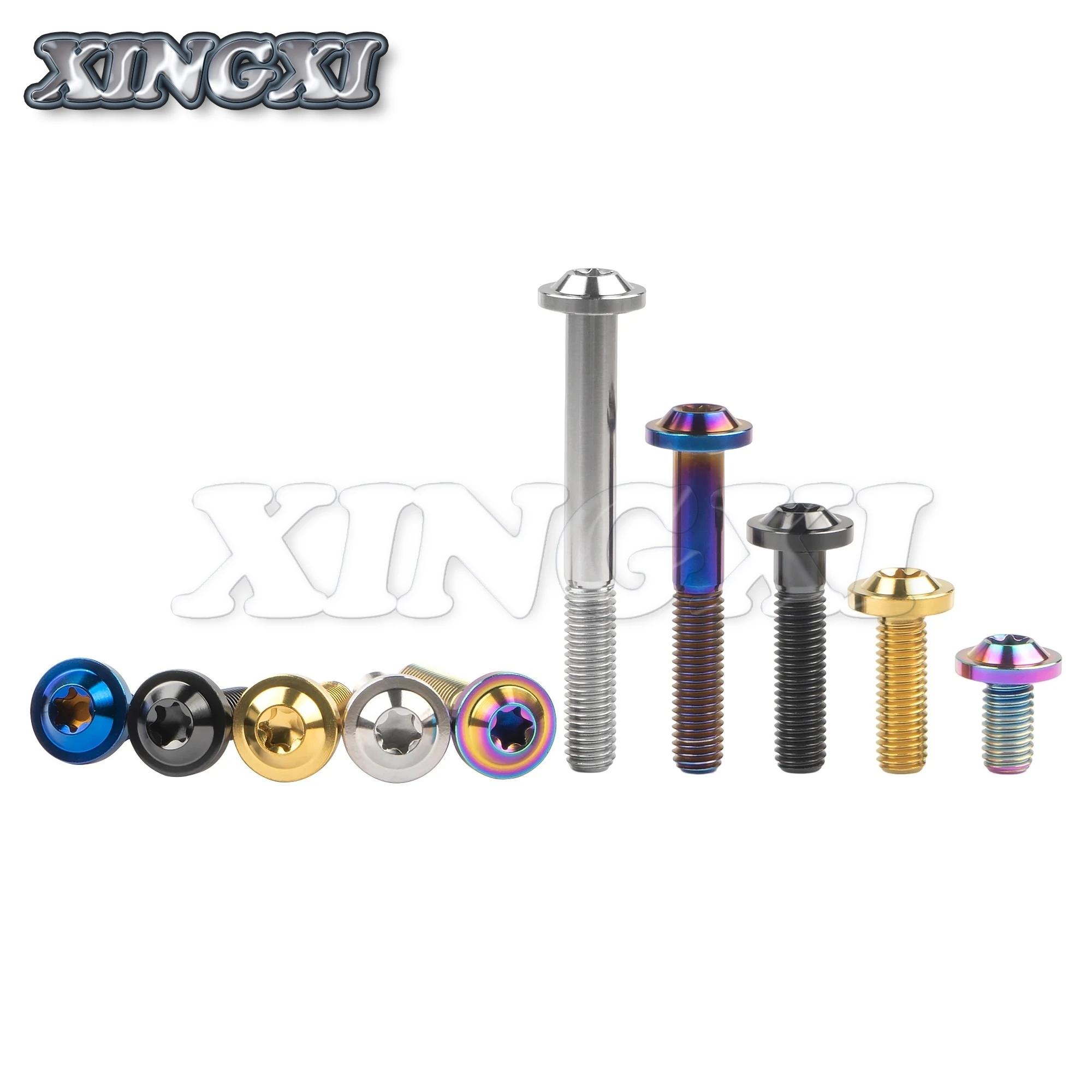 Xingxi 5 Chiếc M8 Ti Titan Bu Lông M8x10 15 20 25 30 35 40 50 60 70Mm T40 Torx đầu Vặn Ốc Bu Lông Titan Khóa 5 Màu