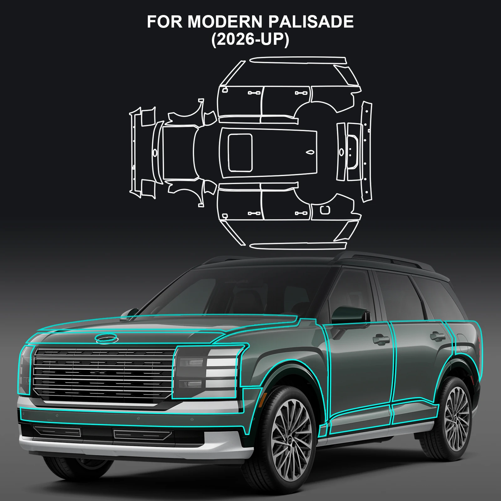 For 2026-Up Hyundai Palisade TPU PPF Paint Protection Film Clear Bra Self-Healing Scratch Resistant Invisible Full Car Wrap Accs