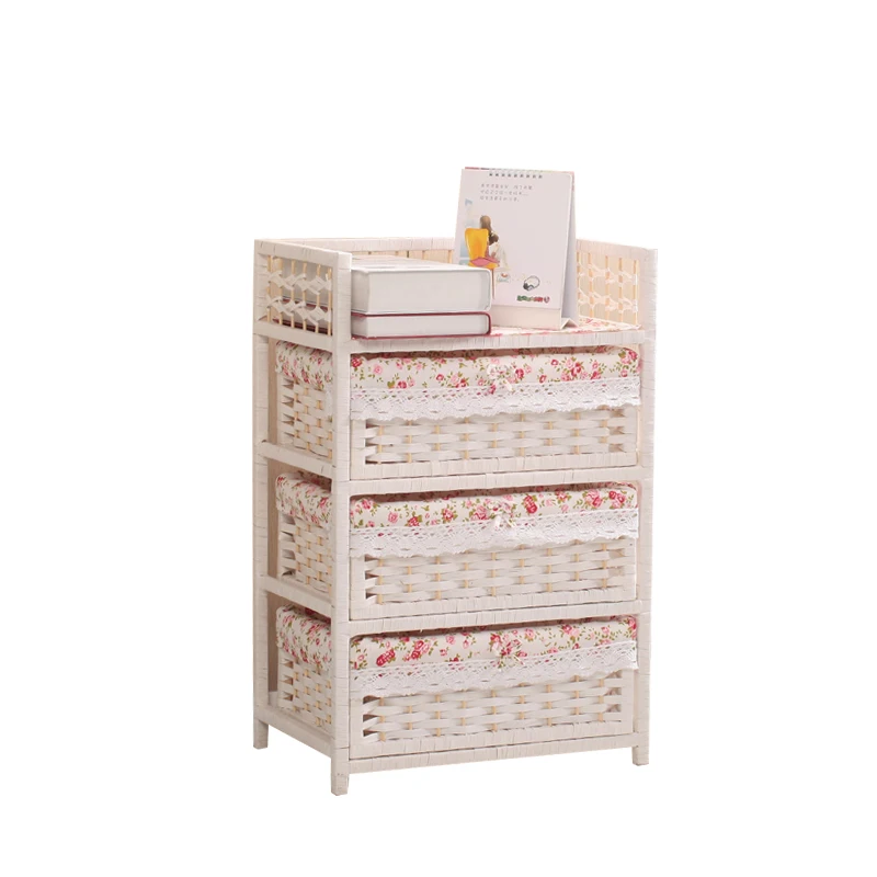 

Rattan simple bedside table bedroom white storage storage cabinet household children's simple baby wardrobe creative side cabine