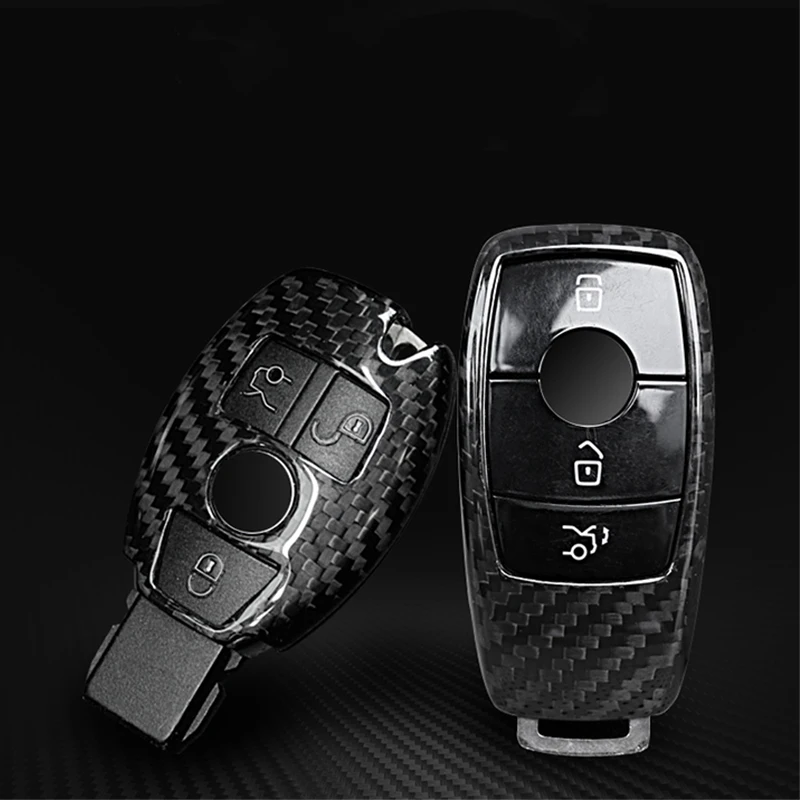 Real Carbon Fiber For Mercedes Benz W222 S Class E Class W213 C-Class W205 GLC X253 Car Key Shell Cover Trim Car Accessories