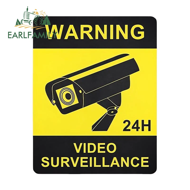 EARLFAMILY 13cm for Square Video Surveillance Sign Warning Car Sticker Trunk Personality Creative Decal Car Accessories Graphics