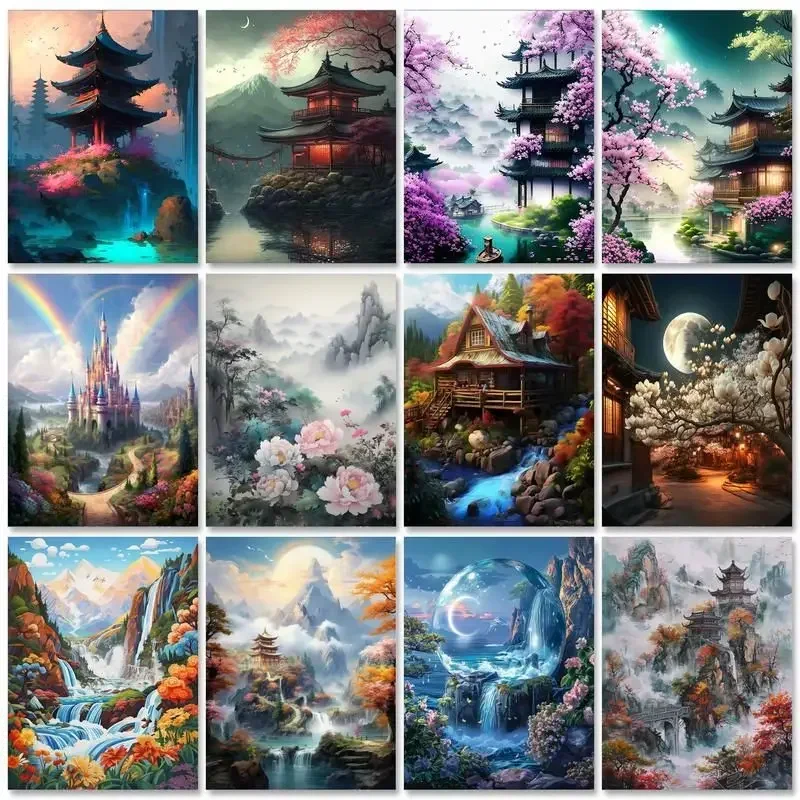 

575441 Painting By Number Lotus Kits For Adults Landscape Modern Drawing Coloring By Numbers Acrylic Paint For Home Decor