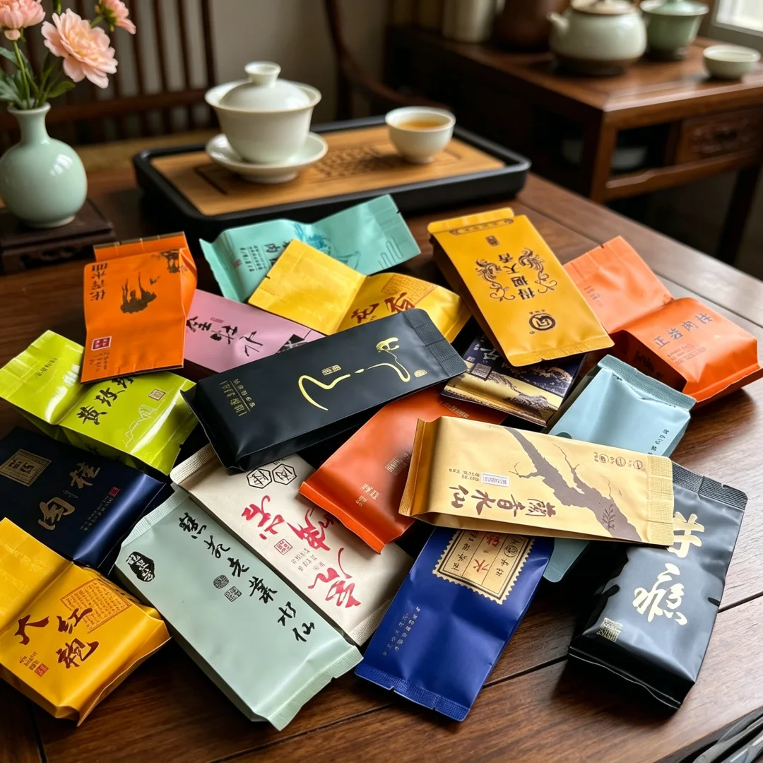 China Style Famous Tea Bag TIEGUANYIN DAHONGPAO JINJUNMEI JASMINE YASHIXIANG DIANHONG Blacktea Word Customized Aluminum Foil Bag