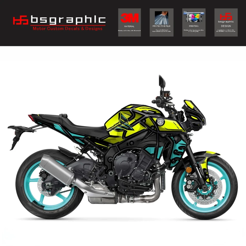 

For Yamaha Mt-10 MT10 2022 23 24 25 Motorcycle Body Fairing Protective Sticker Decal Street Bike Poska Fluo Graphic Kit Yellow