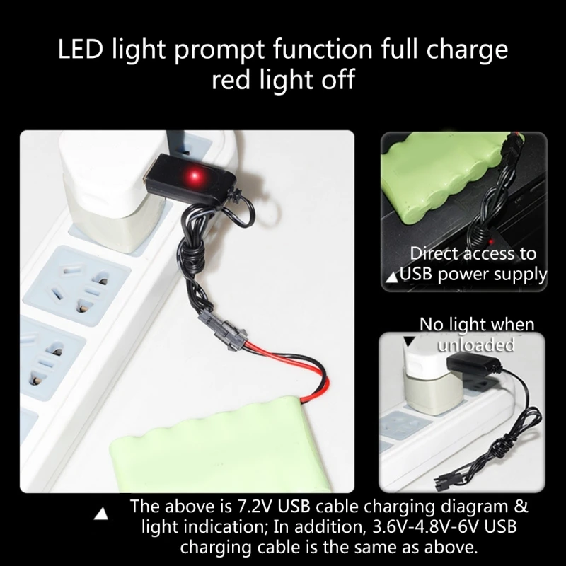 2024 New USB Cable for 3.6V 4.8V 6V 7.2V LiPo & Lithiums Batteries,with SM2P/JST/KETPlug RemoteControl Toy