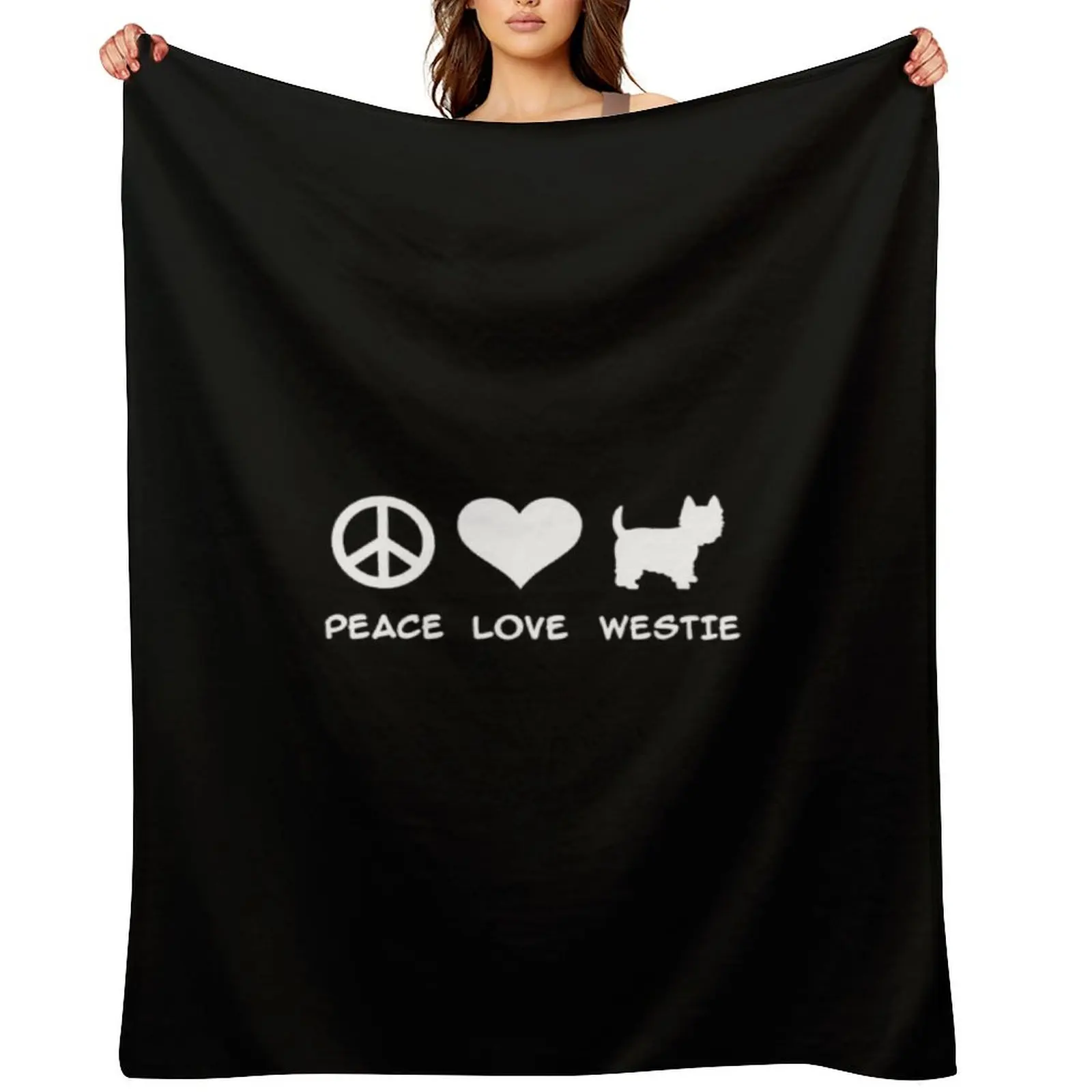 

Peace Love Westie Throw Blanket For Decorative Sofa warm for winter Flannel blankets and throws Blankets