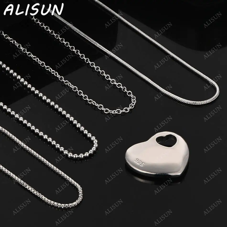 

ALISUN 40-75cm 925 Sterling Silver Design Heart Pendant Necklace For Women Men Charm Trend Birthday Gifts Fashion Party