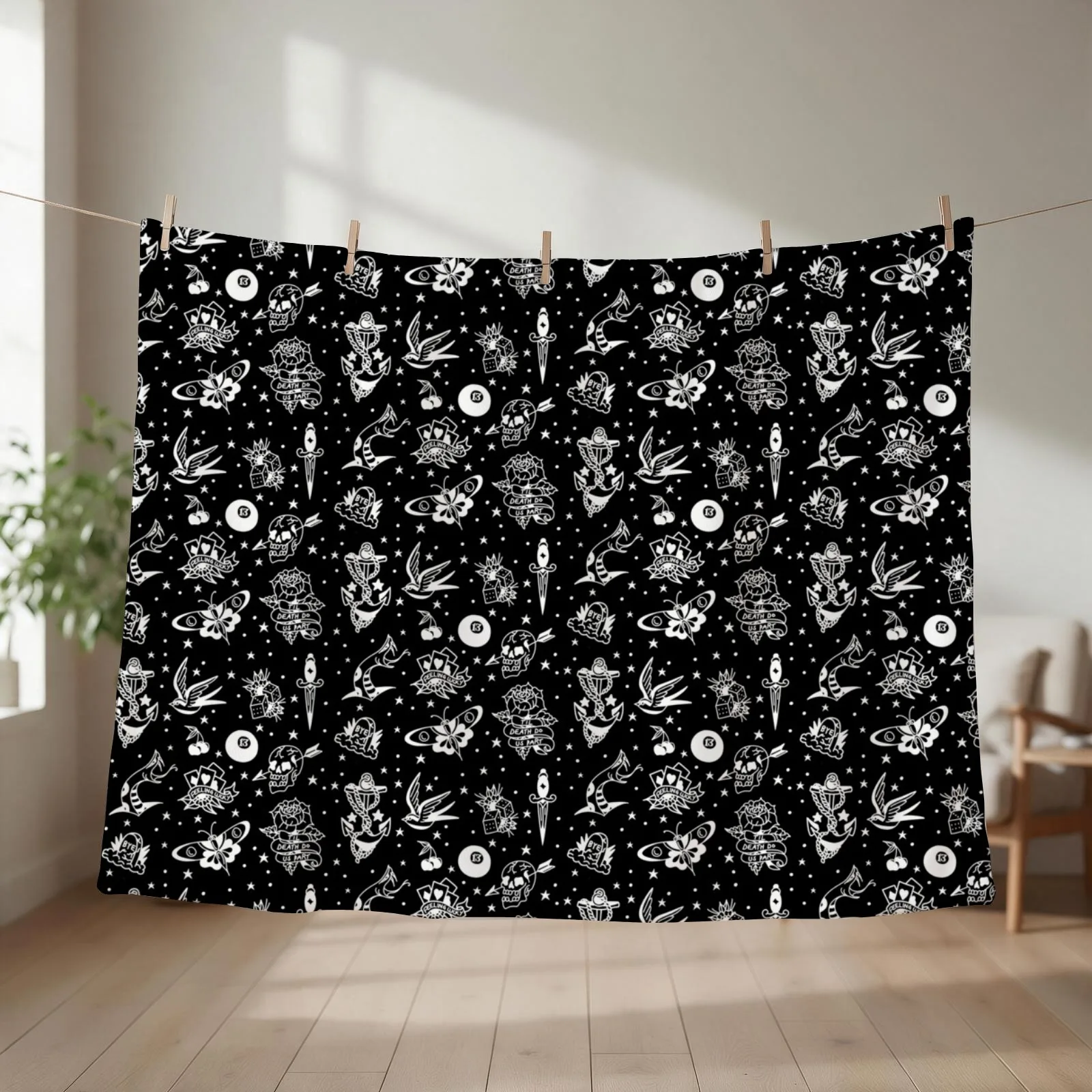 Sailor Jerry tattoo flash sheet Throw Blanket Thermals For Travel Soft Big warm winter valentine gift ideas Blankets