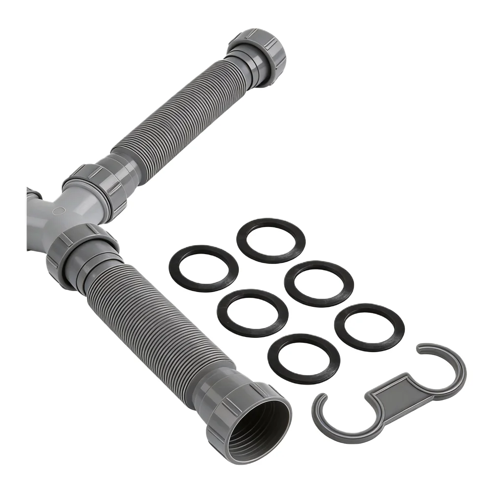 Adjustable Plumbing Drain Pipes Silicone Seal Double Sink Drain Kit Professional-Grade Plastic Multiple Components Included