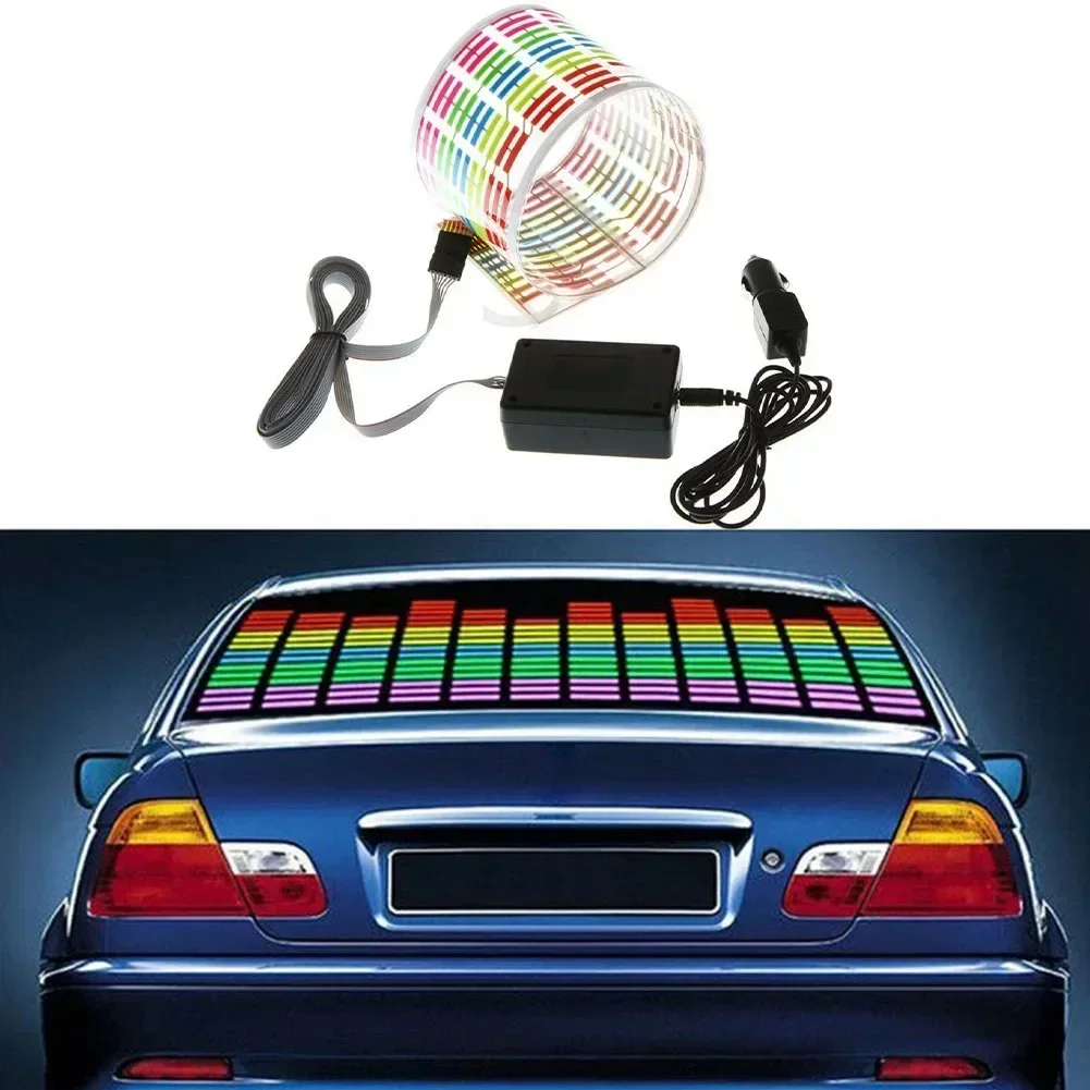 

12V 45x11CM Car Equalizer Sticker Music Rhythm LED Flash Light Lamp Car Rear Windshield Decorative Light Sound Activated