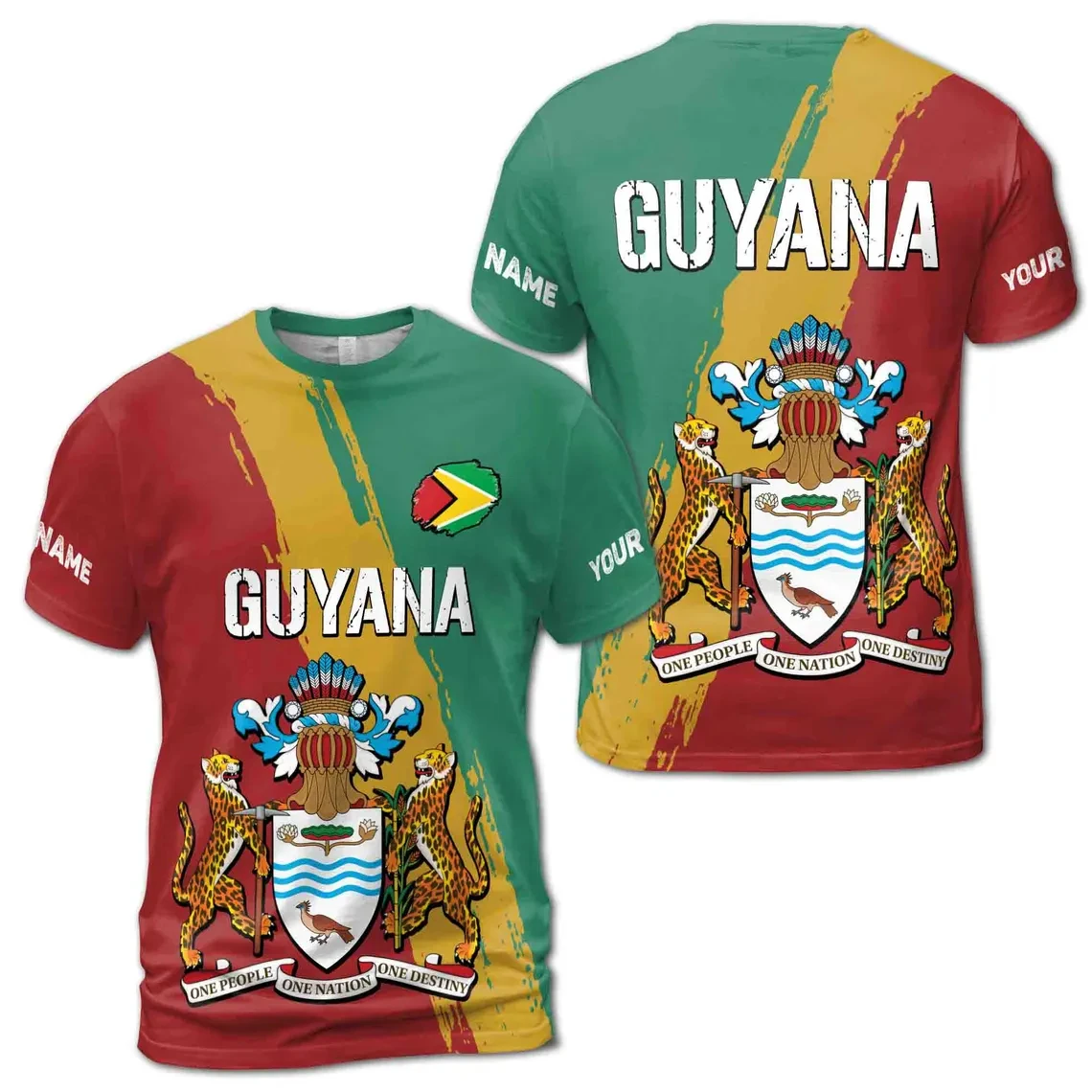 

Fashion Guyana Flag Graphic T Shirts Maillot Football Summer Casual 3D Print Mens Sports Jersey Loose Quick Dry Breath Tees Tops