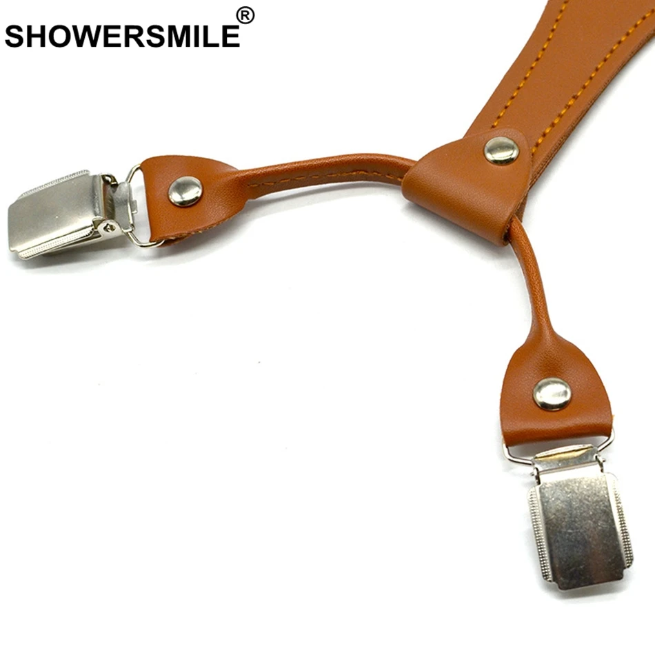 SHOWERSMILE-Tirantes a rayas para hombre, cinturones elásticos para pantalones de 3,5 cm, color verde, amarillo, rojo y azul, 4 Clips