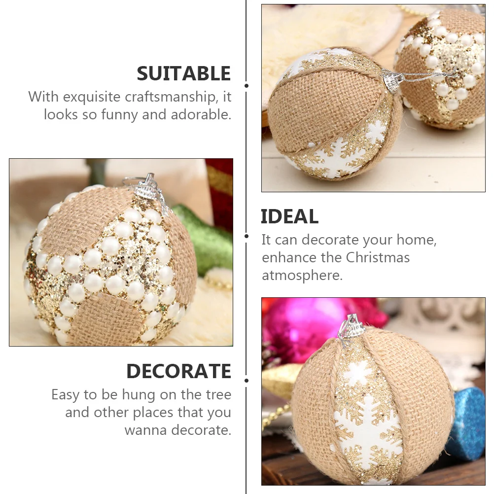 

2Pcs Christmas Ball Hanging Decoration Linen Xmas Tree Pendant for Party Home Banister Xmas Festival Supplies Christmas Supplies