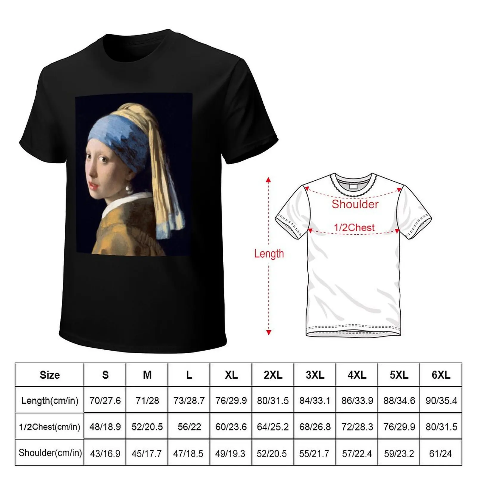 The Girl With The Pearl Earring - Classic Painting T-Shirt for a boy new edition plus size clothes mens t shirts