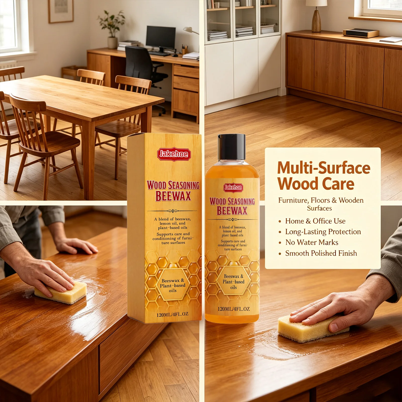 Beewax Wood Furniture Care Oil Repair Scratches & Remove Dust Prevent Cracking Restore Luster Premium Beeswax Polishing Agent