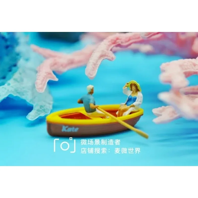 로잉 고무 보트 앵글러 1/87 미니어처 액션 피규어 모델 미니어처 매크로 장면 미니 소품 수족관 장식 피규어 장난감
