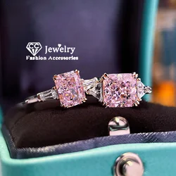CC Pink Ring for Women White Gold Plated Engagement Wedding Jewelry Romantic Party Rings Fashion Accessories CC1663
