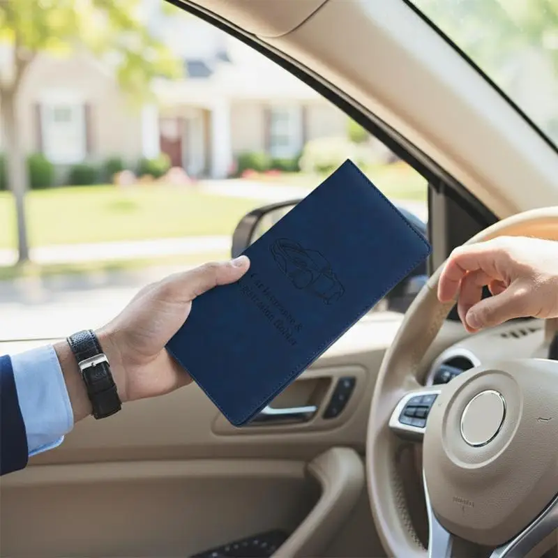 

【L】Car Document Holder with Registration Insurance and Multiple Card Slots Anti Material For Organized Travel and Daily Use