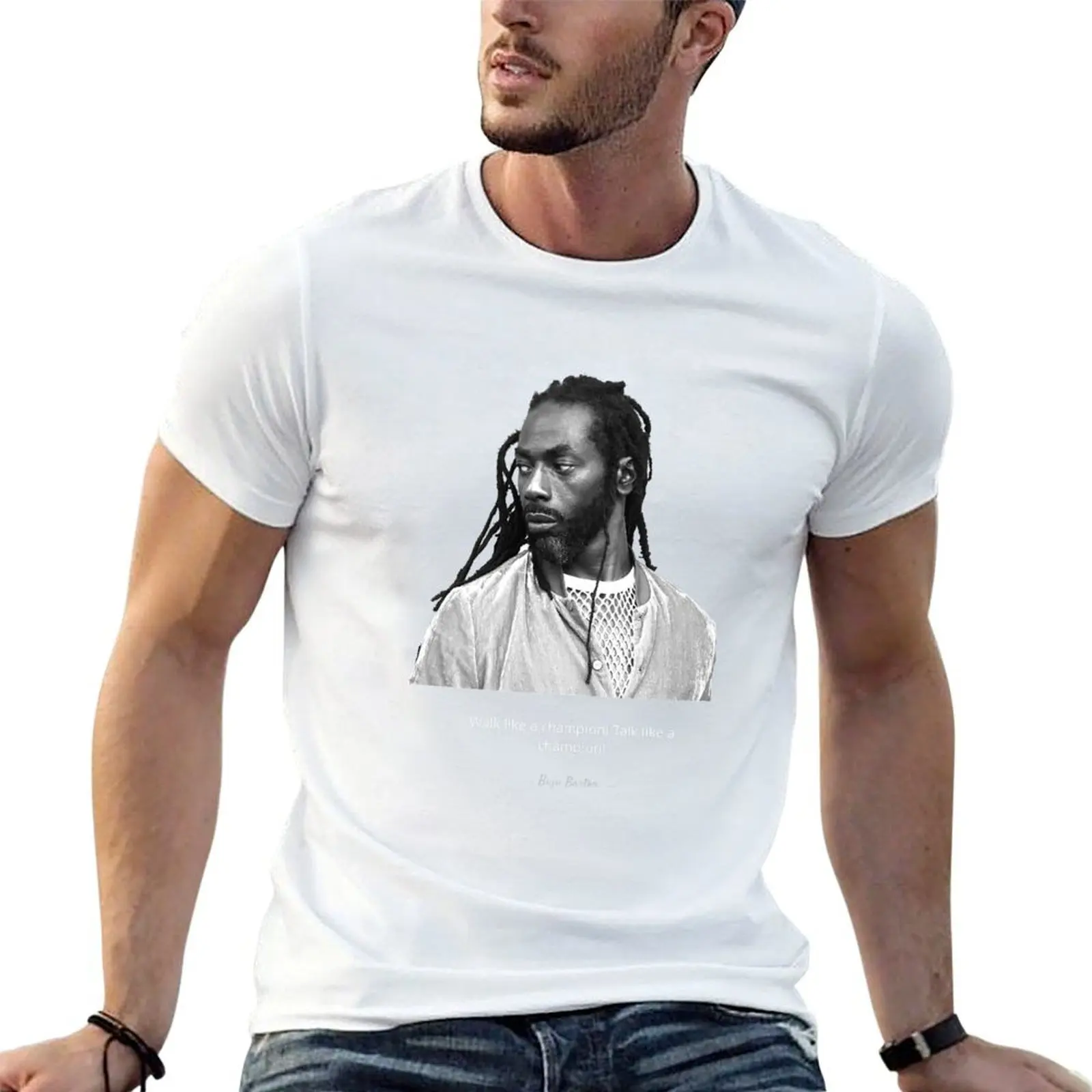 تي شيرت Buju banton تي شيرت للرجال حزمة تي شيرت من القطن الأبيض