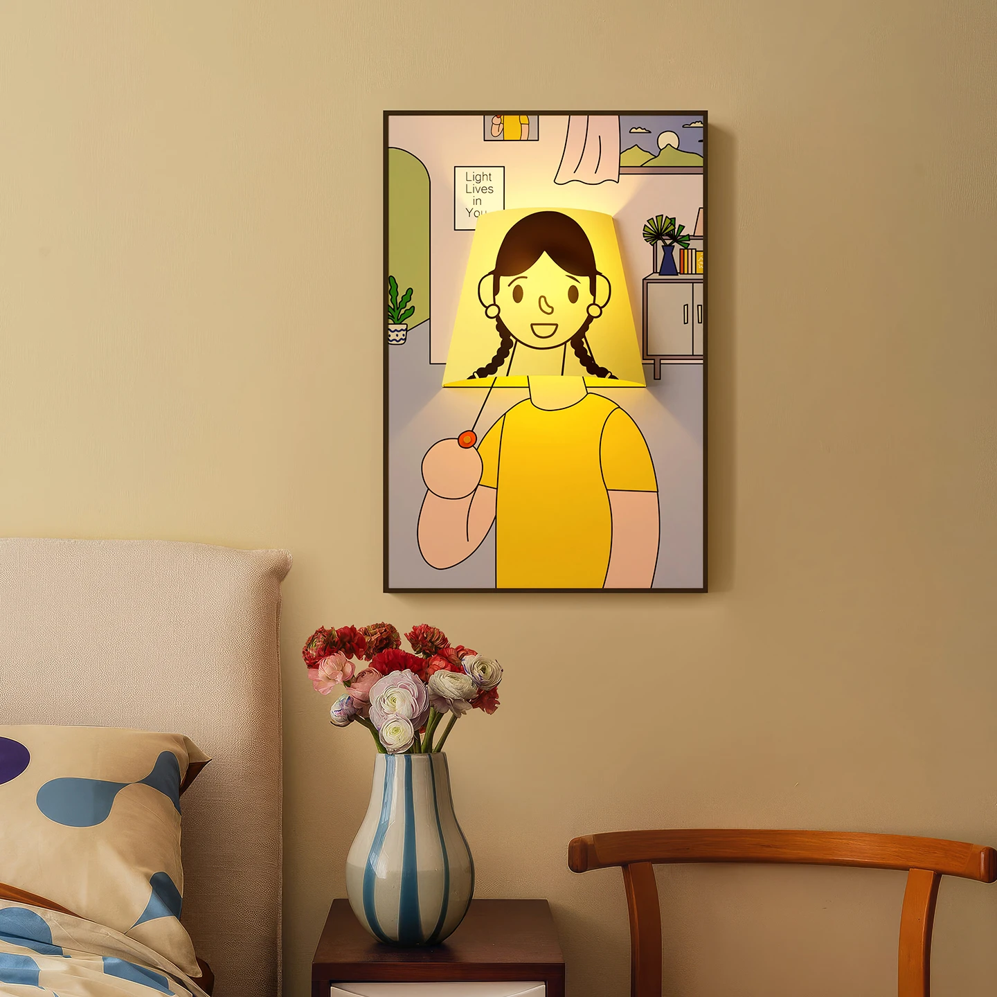 Abstract Character Poster Room Decor Aesthetic Wall Art Hanging Paintings Creative Wall Lamp Living Room Corridor Wall Painting