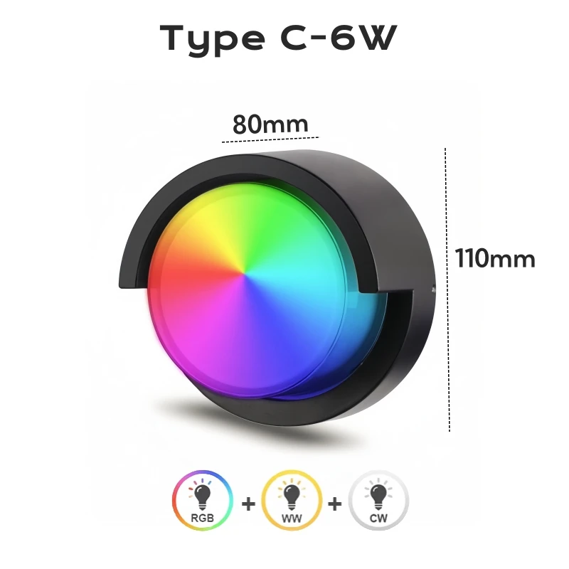 khelse RGBCW Tuya LED Outdoor Wall Light Black 6