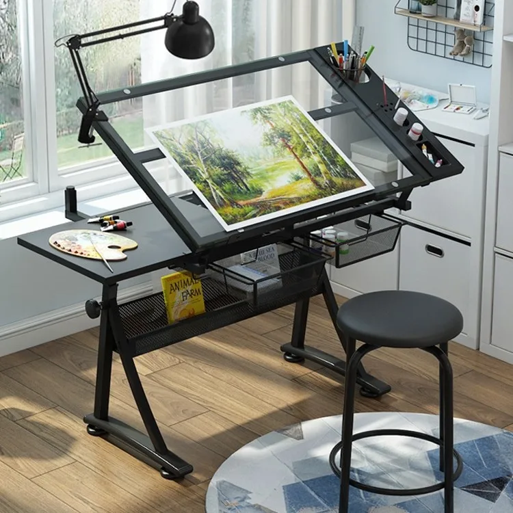DSA  Drawing Table Painting Lifting Table Art Glass Drawing Computer Desk Workbench Home Office