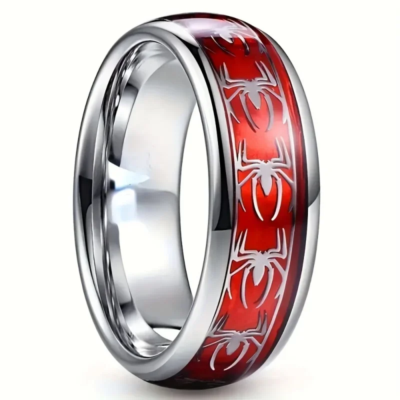 Personalized Red Tungsten Carbide Couple Wedding Ring