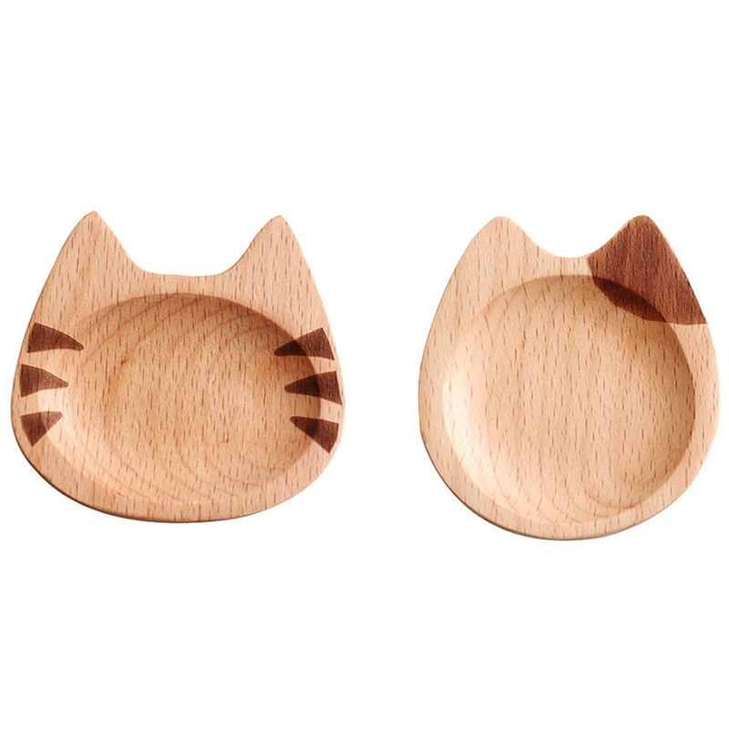 Mini Cat Shape Dish Japanese Style Cartoon Sauce Dish Creative Wooden Flavoring Sushi Mustard Plate Soy Tray