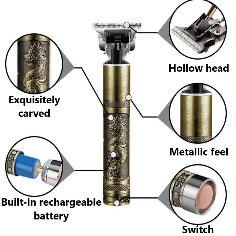 Cortadora de pelo profesional Kemei KM-1974, cortadora de pelo de peluquero para hombres, Máquina para cortar cabello eléctrica con borde inalámbrico de Buda Retro