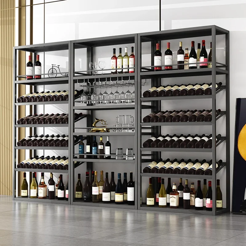 Bottle Storage Cabinet Bar Furniture Salon Whiskey Display Showcase Wall Modern Stockage Vin Luxury Wine Industrial Traditional