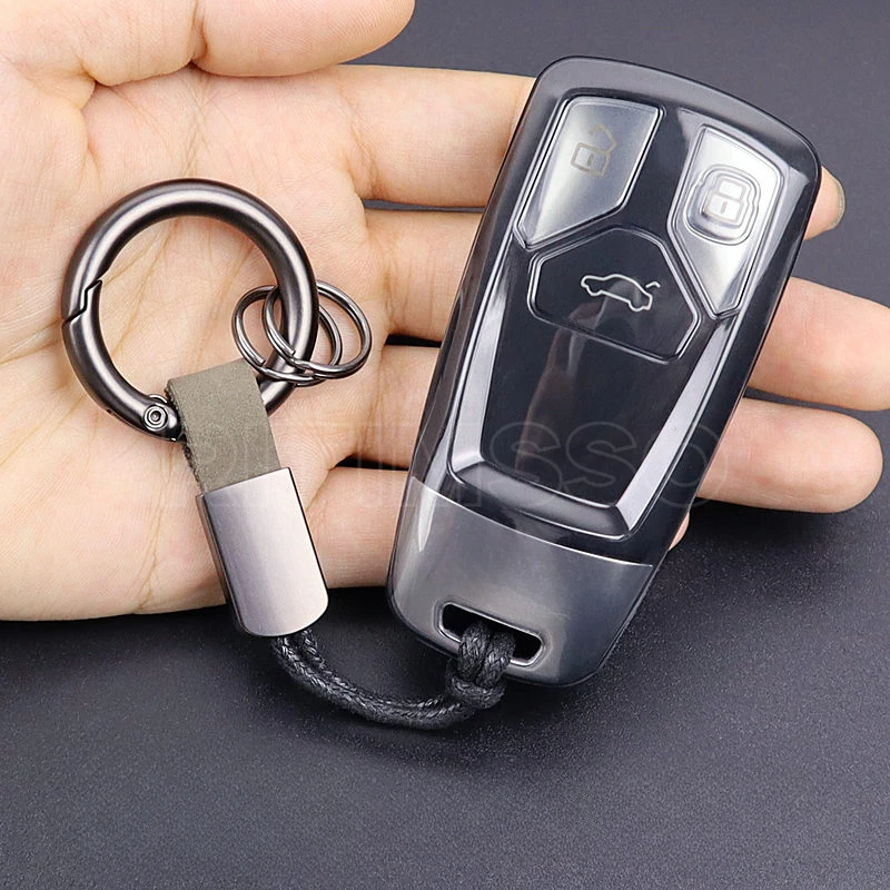 

Transparent Car Remote Key Case Cover Shell For Audi A4 B9 A5 A6 8S 8W Q5 Q7 4M S4 S5 S7 TT TFSI RS Protector Fob Keyless