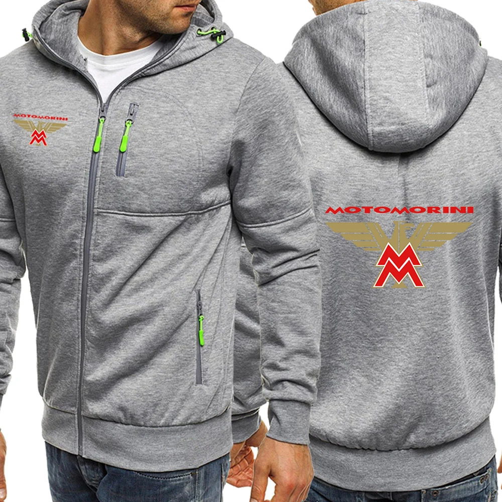 2024 Spring Autumn Men\'s Moto Morini Logo Printing Casual Zipper Solid Color Cardigan Comfortable Long Sleeve Hooded Sweatshirts