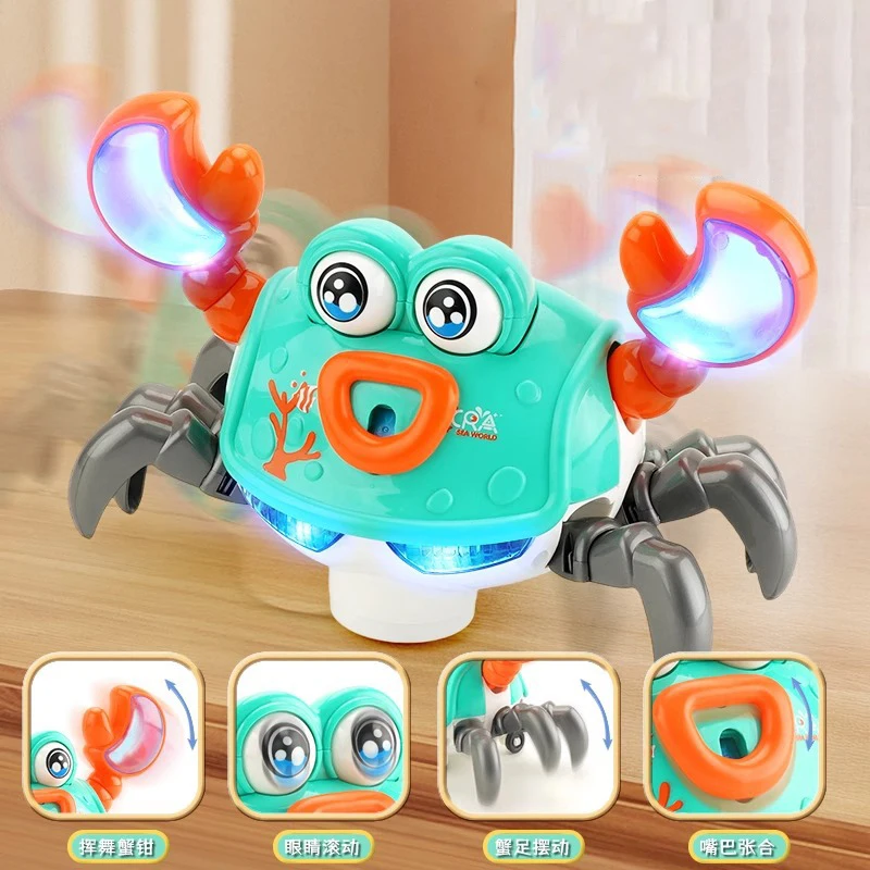 Winking dança caranguejo fugir brinquedo para bebês rastejando interativo escapar caranguejo crianças brinquedo animal eletrônico aniversário presente de natal