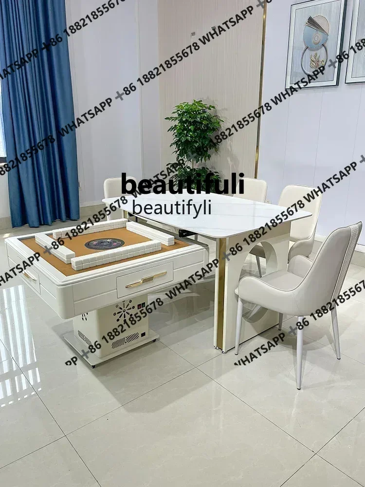 zzIsland lift mahjong table dining table automatic mahjong machine integrated multi-functional solid wood folding