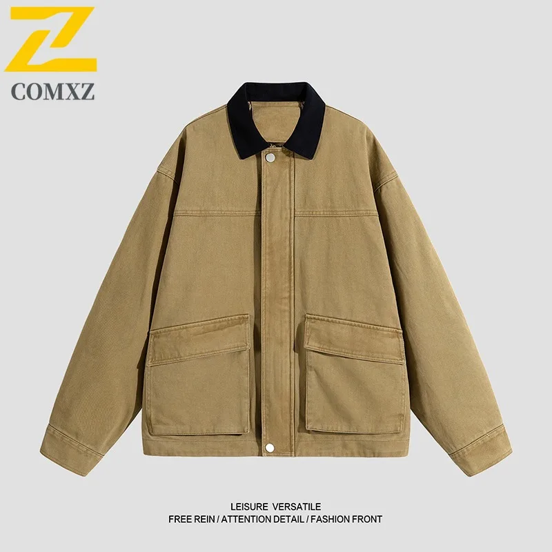 

COMXZ Cotton Jackets High Quality Breathable Minimalist Travel Work Windbreaker Jacket Windproof Hiking Coat Men's Clothing