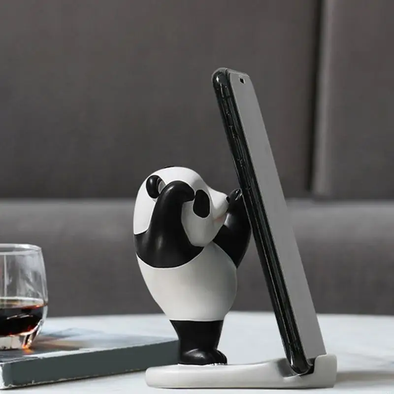 Multifunction Resin Phone Stand With Lovely Panda Design Stable Tablet Support 