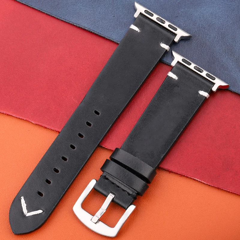 DUTRIEUX Armband Für Apple Uhr Band 44mm 45mm 40mm 41mm 42mm 38mm Öl Wachs Kuh lederband Frauen Männer Iwatch Serie 7 6 5 4 Se Gürtel 7