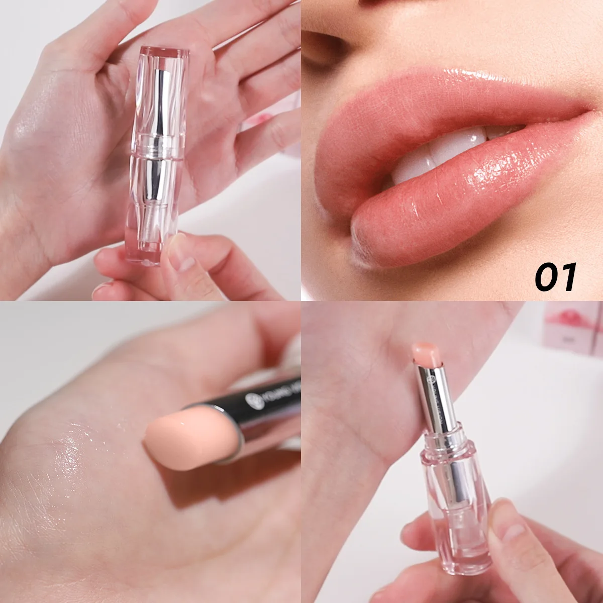 Balsamo Labbra Cangiante - Rossetto Trasparente in Gelatina, Idratante, Colore Trasparente Attivato dalla Temperatura per Uso Quotidiano