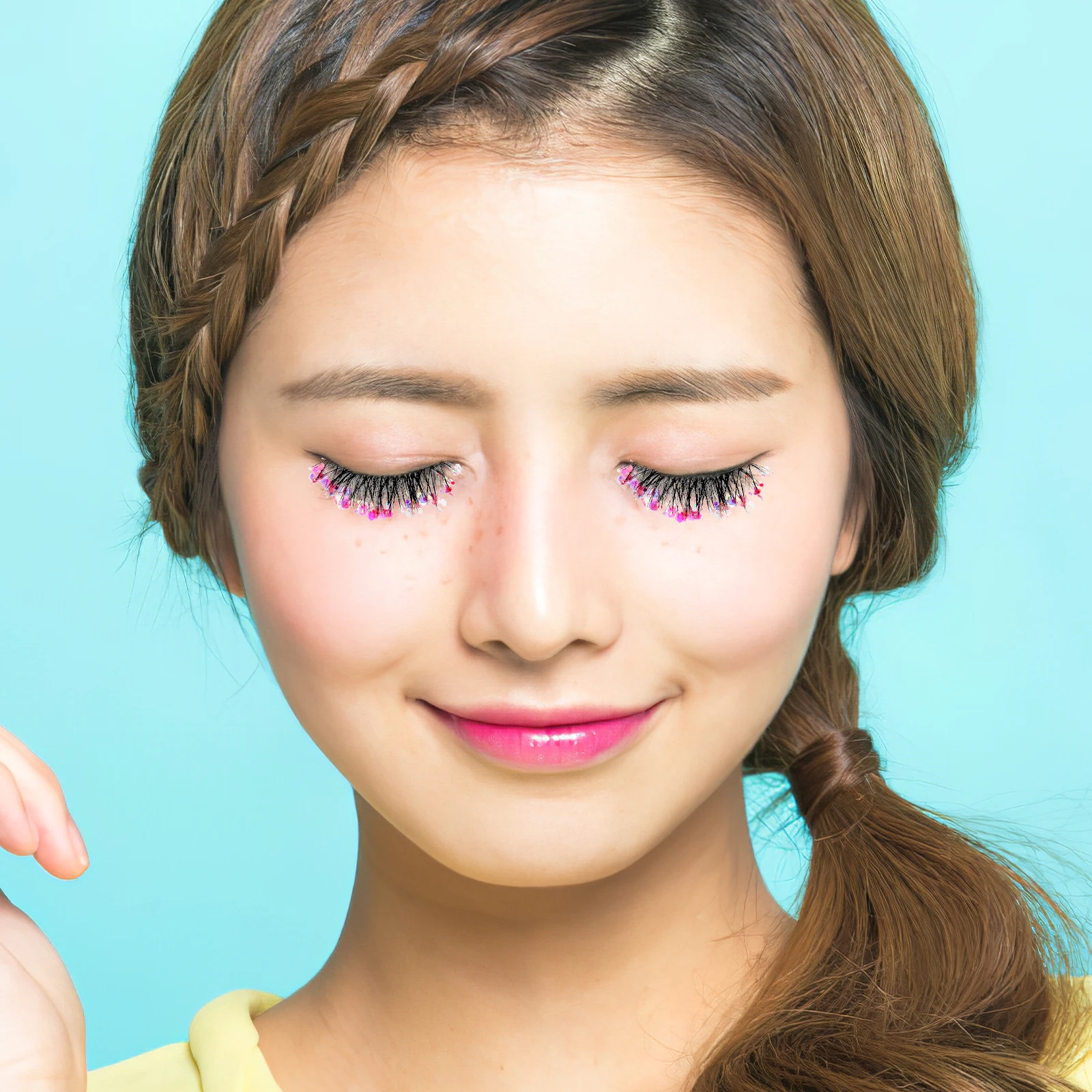

False Eyelashes Pack Short Individual Fake Lashes Glitter Wispy Extensions for Wedding Party Makeup Accessories