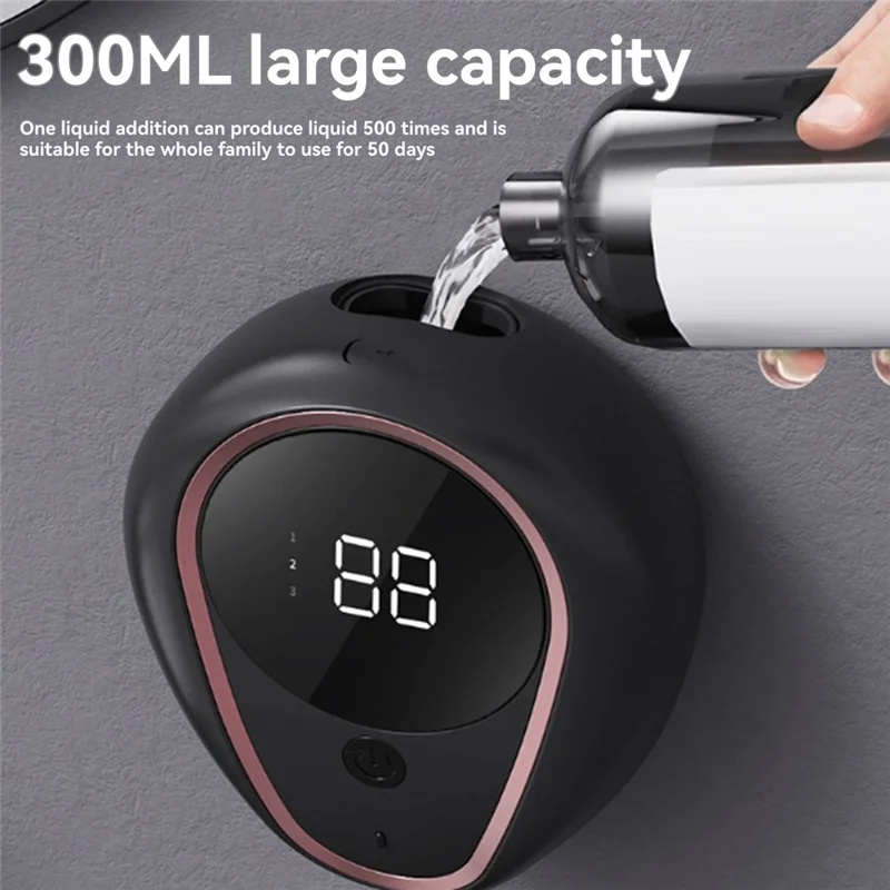 

ABUU-1500Mah Foam Rechargeable Soap 300ML Automatic Soap Dispenser Wall-Mounted Smart Hand Washing Soap Dispenser