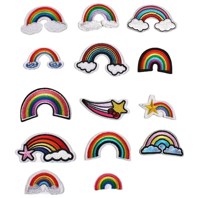 100pcs/Lot Luxury Anime Embroidery Patch Rainbow Meteor Cloud Stars Shirt Bag Clothing Decoration Accessory Craft Diy Applique