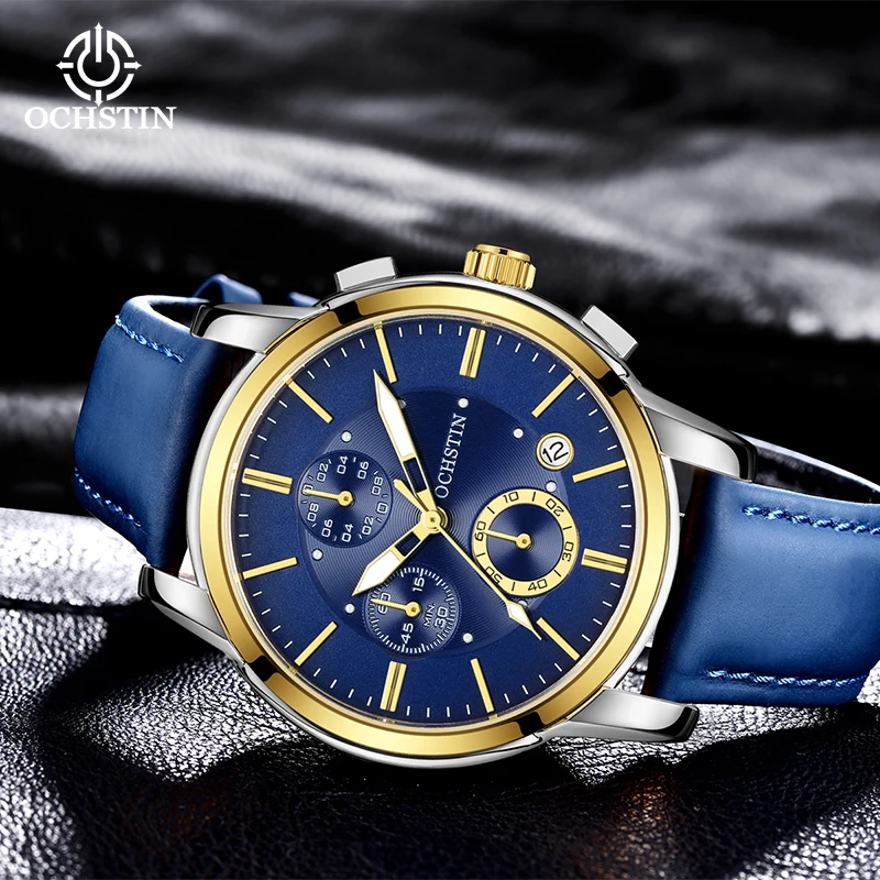 ساعة يد بحزام جلدي من OCHSTIN سلسلة مغامر ساعات حركة كوارتز عرض التقويم ساعة كلاسيكية يومية مقاومة للماء #2