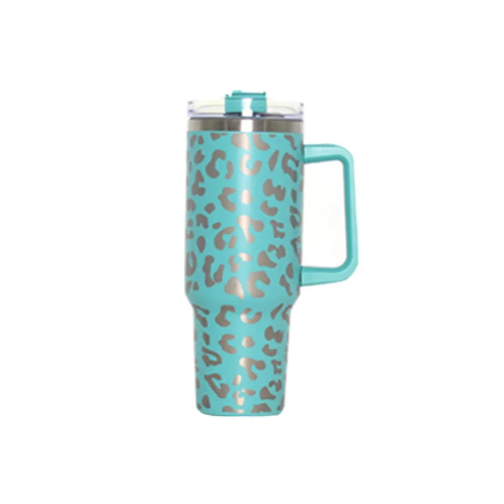 40oz Leopard Stainless Steel Insulation Cups Portable Car Water Cup with Lid Straw Ice Cold Insulation Forwater Mug Beer Cup