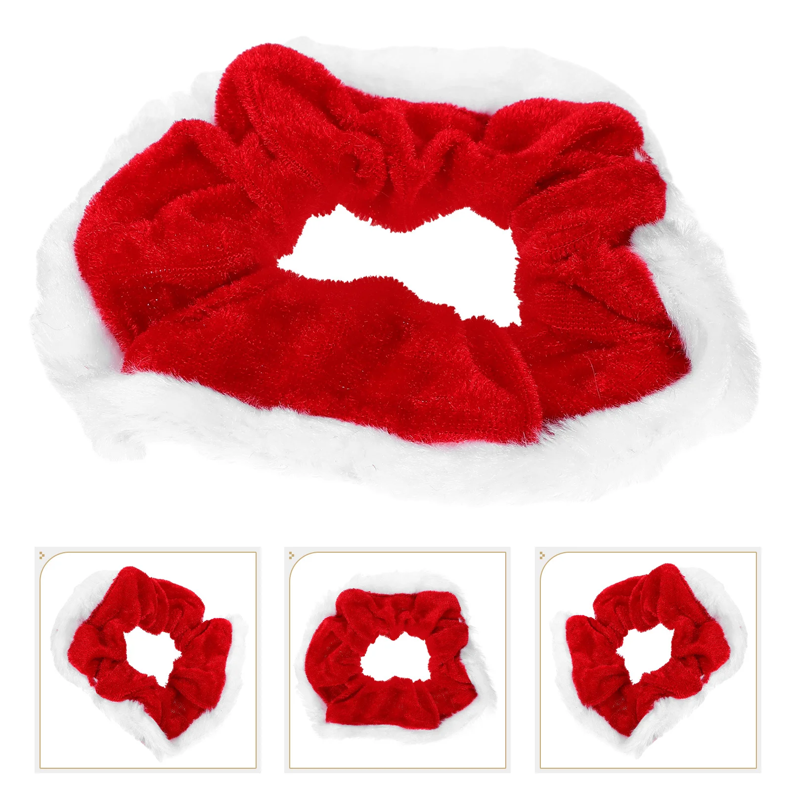 

5 pcs Hair Scrunchies 11Cm Red Velour Ponytail Holders Soft Hair Ties For Women Daily Party Use Christmas Headbands