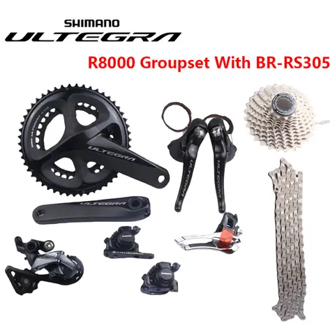 Shimano ULTEGRA R8000 Groupset With BR-RS305 2x11s For Road Bike R8000 Crankset Cassette Shifter RS305 Mechanical Disc Brake