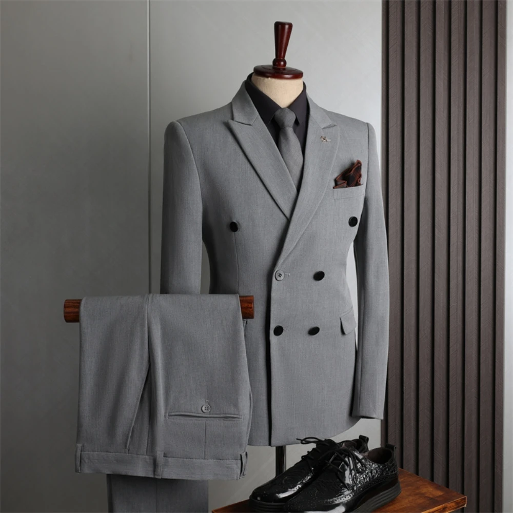 Plus Size, Formal Banquet 2-pieces Men's Suit Set, On Sale Outfit For Dancing Party, Popular Tuxedo, Double Breasted Groom Wear