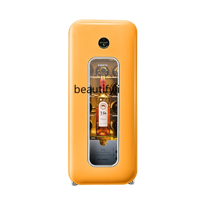 

Retro wine cabinet household constant temperature and humidity living room small refrigerated tea beverage cabinet