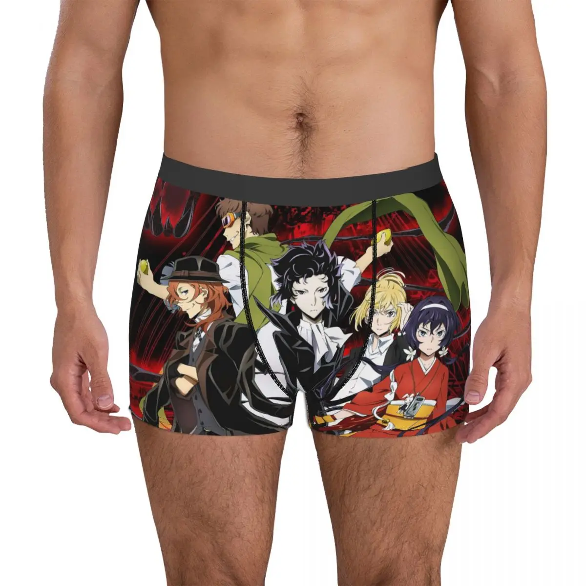 Akutagawa Bungou Stray Dogs Anime Cartoon Underpants Breathbale Panties Male Underwear Print Shorts Boxer Briefs