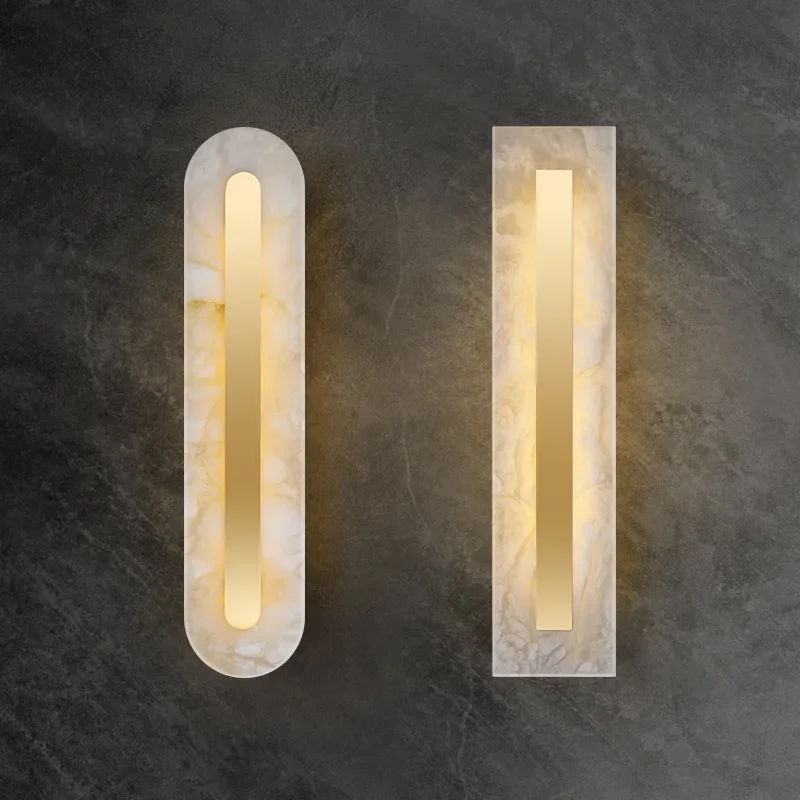 Light Luxury Copper Wall Lamp Modern Villa Living Room Long Strip TV Background Wall Lamp Marble Bedside Wall Light Room Decor