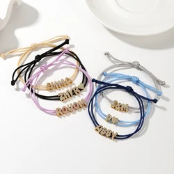 Initial Bubble Letter Bracelet With Cubic Zircon Gold Name Bracelet Personalizada Bubble Letters Chain For Women Christmas charm